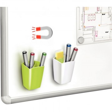 CEP Pot à  crayons et feutres, magnétique, 2 compartiments, coloris Vert. Dim L7,8 x H9,5 x P7,4 cm