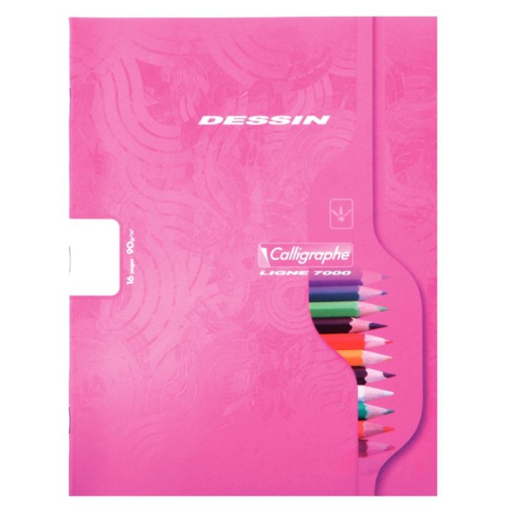 Cahier de dessin 16 pages format 17x22 cm papier blanc uni 90g 551C