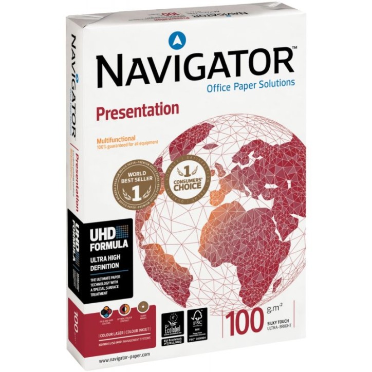 NAVIGATOR Ramette 500 feuilles papier extra Blanc Navigator Presentation A4 100G CIE 169