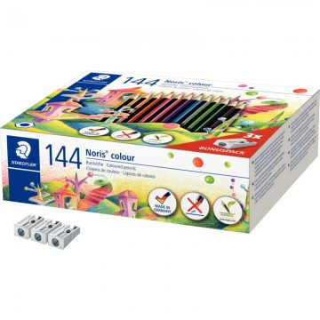 Recharge classpack 144 crayons de couleur Noris dont 12 crayons + 3 taille-crayons offerts 185 C144 STAEDTLER