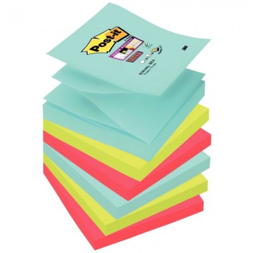 POST-IT Lot de 6 blocs Z-Notes Super Sticky POST-IT® couleurs MIAMI 90 feuilles 76 x 76 mm