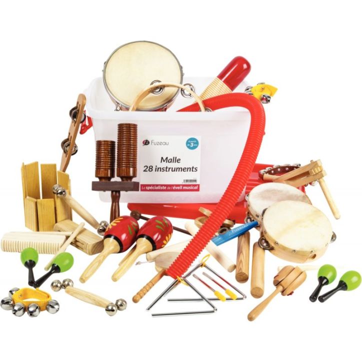 Malle bleue en PVC garnie de 28 instruments de musique 9241 FUZEAU