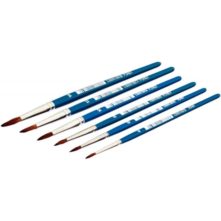 Pot de 144 pinceaux en poils de poney 24 pièces par 6 tailles assorties (n° 4, 6, 8, 10, 12 et 14) 53707