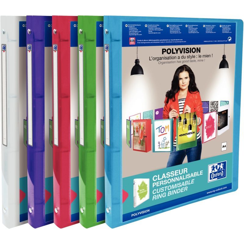 Classeur Memphis A4 Dos 20mm 4 Anneaux Ronds Polypro Vert - OXFORD