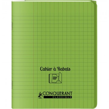 Piqûre 96 pages couverture polypropylène avec 2 rabats format 17x22 cm seyes coloris vert 400104000 HAMELIN