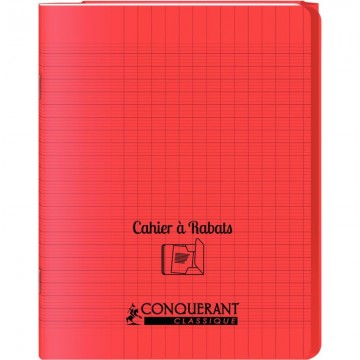 Piqûre 48 pages couverture polypropylène avec 2 rabats format 17x22 cm seyes coloris rouge 400103940 HAMELIN