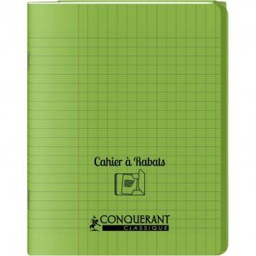 Piqûre 48 pages couverture polypropylène avec 2 rabats format 17x22 cm seyes coloris vert 400103941 HAMELIN