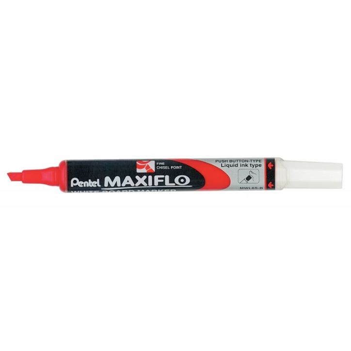 Marqueur tableau blanc Maxiflo pointe fine biseautée rouge MWL6S-B PENTEL